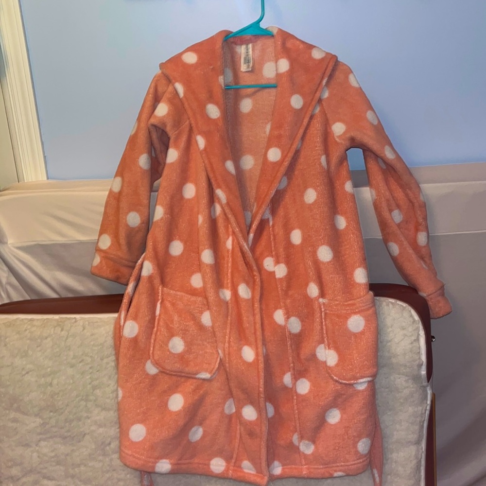 Pink Polka-Dot Hooded Robe